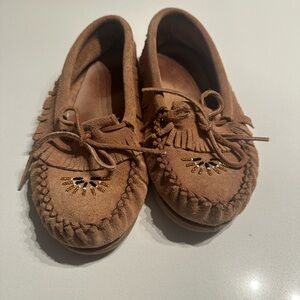 Brown Moccasin Loafers with Bow Detail